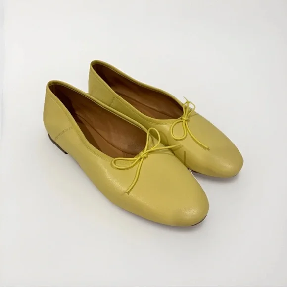 Mansur Gavriel Dream Ballerina Flat Lemon Yellow Leather Size 38.5 BRAND NEW - Picture 1 of 6